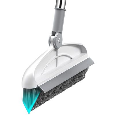 2 in 1 Floor Brushing, Adjustable V-Shaped Cleaning Brush, Long Handle Floor Tile Gap Brush, 180 Rotating Removable Brush Head for Bathroom Kitchen Tub Carpet