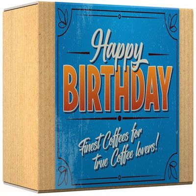 Gourmet Coffee Gift Set - HAPPY BIRTHDAY | Ground Coffee 600g (6 x 100g) - 6 Finest Single Origin Coffees | Hamper Style Gift Idea for Him & Her