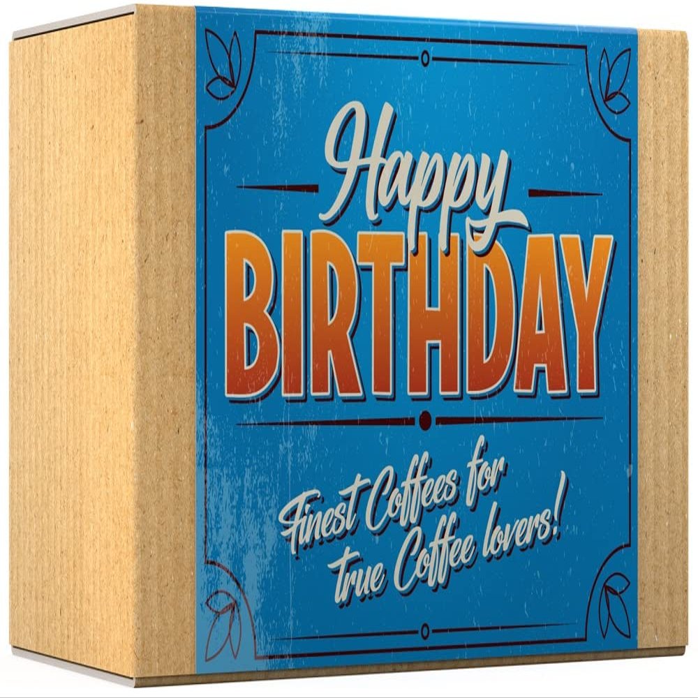 Gourmet Coffee Gift Set - HAPPY BIRTHDAY | Ground Coffee 600g (6 x 100g) - 6 Finest Single Origin Coffees | Hamper Style Gift Idea for Him & Her