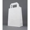 [  ] White Kraft Medium SOS Paper Carrier Bags | Food Carrier Takeaway Bags with Flat Handle 100% Recyclable | Gifts Bag, Party Bag, Shopping Bag view 3