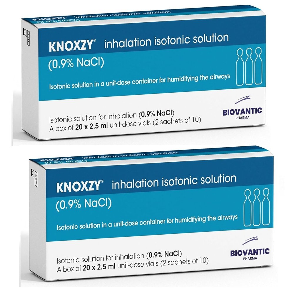 KNOXZY Isotonic Solution 0.9% - Sodium Chloride NaCl - Isotonic Solution for Humidifying The Airways 20 X 2.5 ml (Pack of 2)