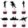 Bekaterea 24-Piece Black Military Themed Cake Toppers, Happy Birthday & Veterans Day Cake Decorating Supplies view 2