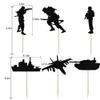 Bekaterea 24-Piece Black Military Themed Cake Toppers, Happy Birthday & Veterans Day Cake Decorating Supplies view 3