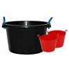 TENLITE Black 45L Rope Bucket + 2x 26 Litre Flexi Tubs (Choose Flexi Tub Colour From The Menu) Heavy Duty Plaster Mixing Cement Water Storage Bucket Garden Debris Rubbish Collection (Red) view 1