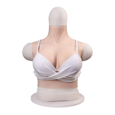 TDHLW Silicone Breast Form Realistic Fake Boobs Silicone Breastplates High Collar Artificial Breast Enhancer B-G CUP, Silicone/Cotton Filled Breastplate Breast Forms,Cotton Bronze,B