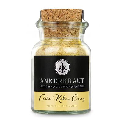 Ankerkraut Asia Kokos Curry 85g in a cork glass for coconut milk, vegetables, meat, easy to bake at home, premium quality in the pan