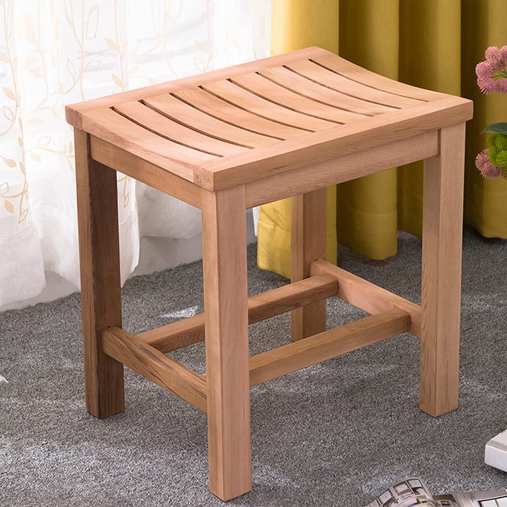 XOTAK Waterproof Bathroom StoolShower Seat for Elderly Bath Chair Wood Shower Bench Adult Non-slip Wooden Shower seat Bathtub Spa Change Shoes Stool (Size : 37x31x40cm)