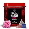 BLUE TEA - Hibiscus Rose Tea - 18 Biodegradable Tea Bags - Plant Based | SKIN GLOW ENHANCING TEA | Tangy Taste | Herbal Tea - Flower Based - Caffeine-free - Non-GMO | Tin Packaging view 1