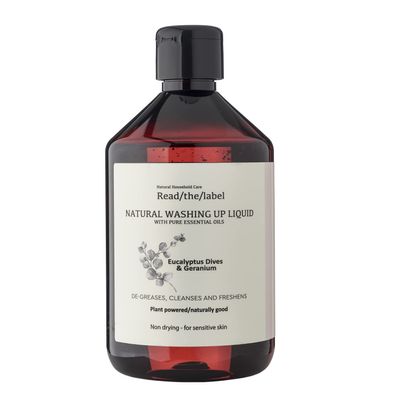 Read the Label London Eco Washing Up Liquid 500ml - Eucalyptus Dives & Geranium Scented Non Bio & Skin Sensitive Friendly Dish Wash Cleaner, Essential Oils, Plant Based Vegan & Paraben Free