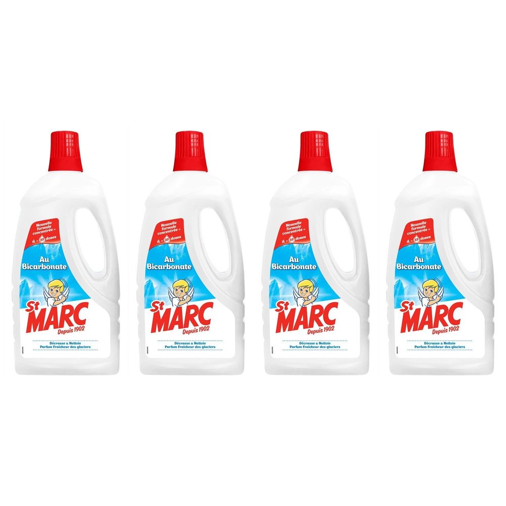 St Marc 4 x 1 Litre Bicarbonate New Concentrated Formula Multi-Purpose Liquid