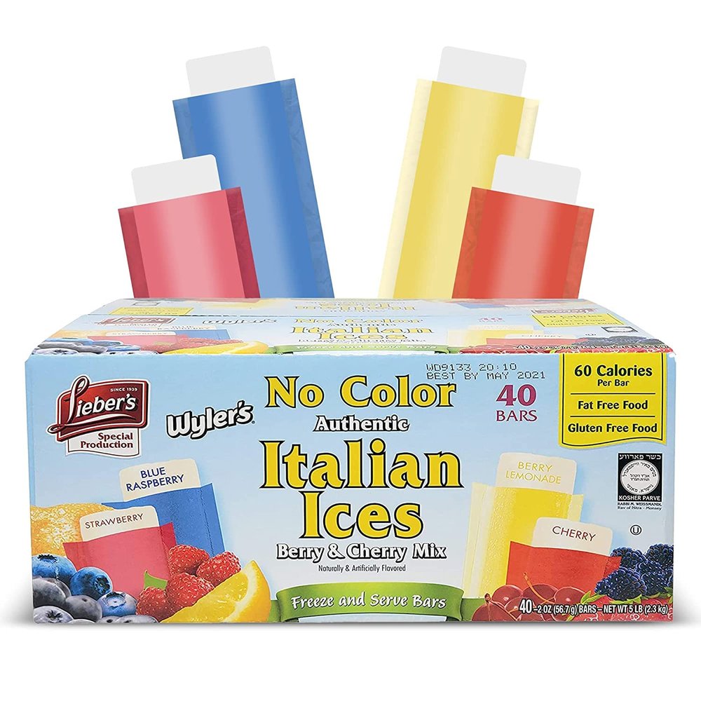 Wylers Authentic Italian Ices Original Flavours 40 x 56.7g | No Colour Freeze and Serve Italian Ices