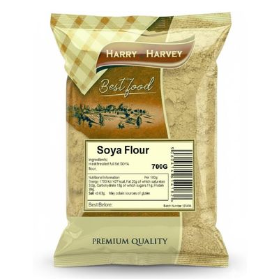 Harry Harvey Soya Flour 700g | Dried Soy Powder for High Protein Cooking & Baking | Heat Treated Roasted Flour with Rich Nutty Flavour | Add Nutrition to Bread, Cakes, Batters & Everyday Recipes