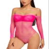 Adove Women's Sexy Sparkle Rhinestone Mesh Teddy Fishnet Lingerie One Piece Bodysuit, Straight, One size view 1