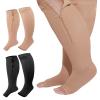 Hillban 2 Pair Wide Plus Size Calf Compression Socks with Zipper for Overweight Women Men 15 to 25 MmHg Zipper Compression Stockings, Open Toe, 4 XL view 1
