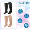 Hillban 2 Pair Wide Plus Size Calf Compression Socks with Zipper for Overweight Women Men 15 to 25 MmHg Zipper Compression Stockings, Open Toe, 4 XL view 3