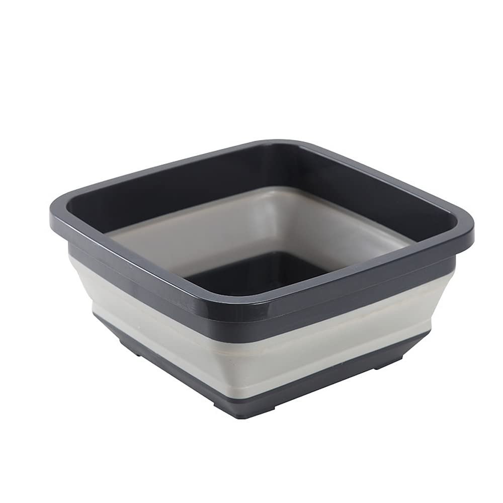 2.4 Gal(9L) Collapsible Dish Pans for Washing Dishes, Space Saving Multiuse Foldable Sink Tub, Kitchen Storage Tray for Outdoor Camping, Vegetable Washing, RV (Black)