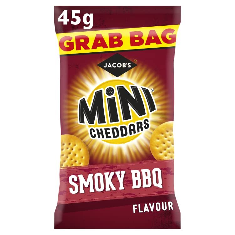 JACOB'S Mini Cheddars Smoky BBQ Grab Bag, 45 g (Pack of 30)