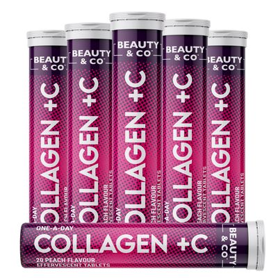 Beauty&Co. Collagen Effervescent- Marine Collagen & Vitamin C Supplement - 500mg Per Tablet (6 Tubes)