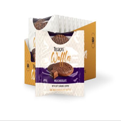 42 Milk Chocolate caramel Stroop Waffles - Delicious and UK Baked - Tregroes Waffle 42 Individually Wrapped Waffles