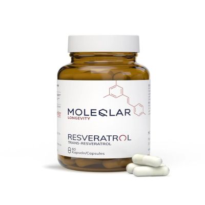MoleQlar Trans-Resveratrol 60 Capsules Dietary Supplement from Yeast Fermentation 500 mg per Serving Easy Daily Use Ideal for Individual Supplement Intake