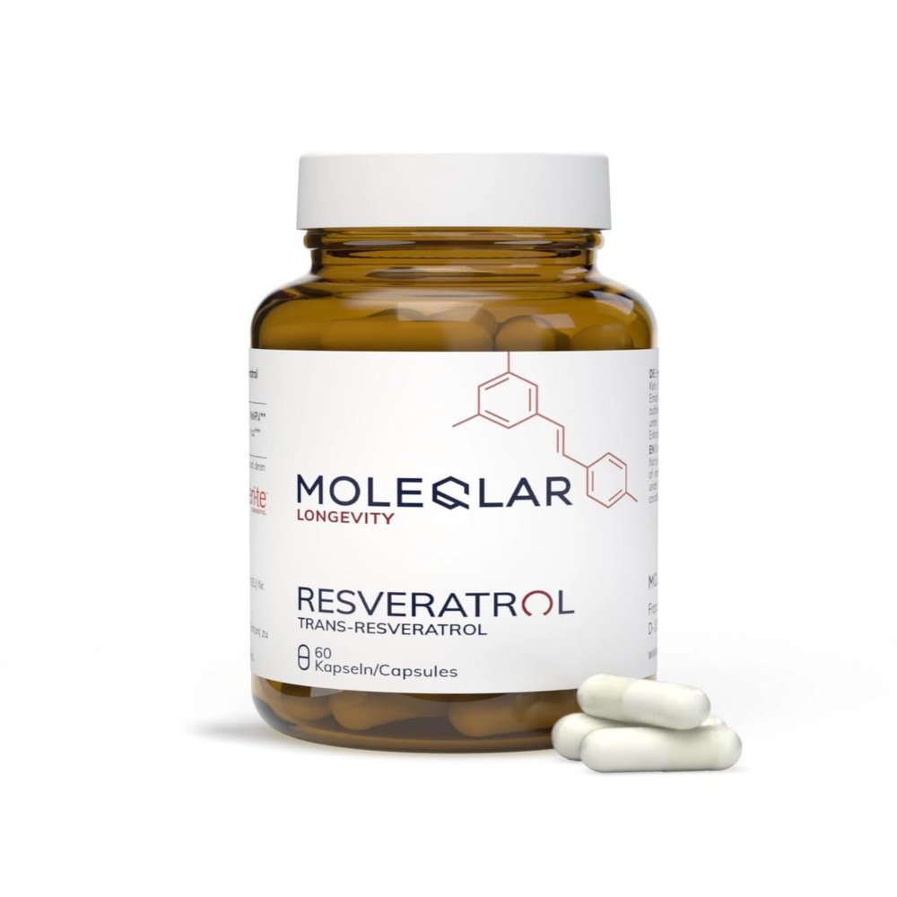 MoleQlar Trans-Resveratrol 60 Capsules Dietary Supplement from Yeast Fermentation 500 mg per Serving Easy Daily Use Ideal for Individual Supplement Intake
