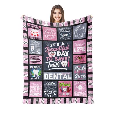 Omokil Dental Hygienist Gift - Cute & Cozy Dental Hygienist Blanket for Women (60"X50")