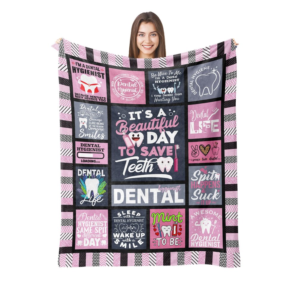 Omokil Dental Hygienist Gift - Cute & Cozy Dental Hygienist Blanket for Women (60"X50")
