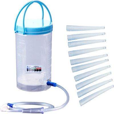MTSXDYT Reusable Enema Kit, 1200ml Coffee Enema Kit Bucket - 10 Pack 10cm Replacement Nozzles