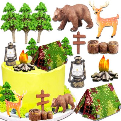 10 PCS Camping Cake Decorations Camping Carrot Cake Topper Camping Cake Topper Camping Birthday Party Supplies