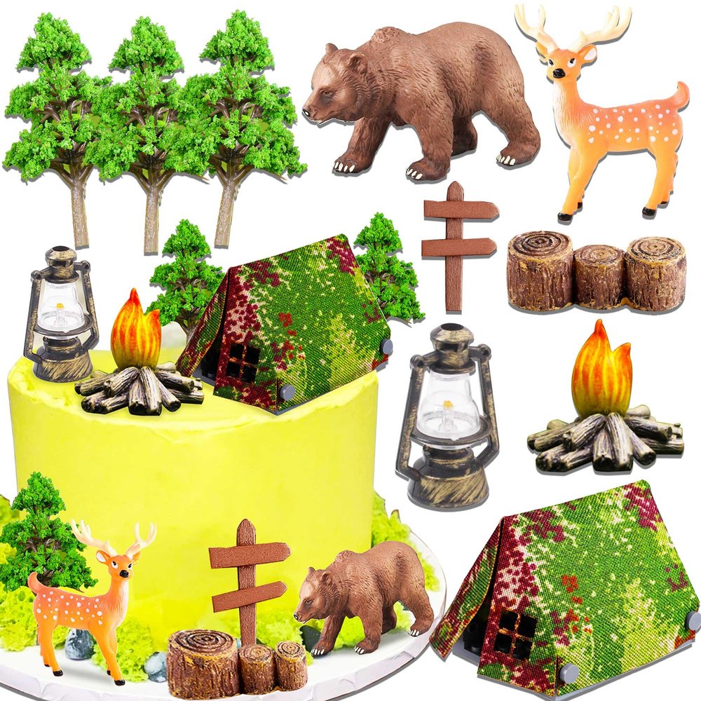 10 PCS Camping Cake Decorations Camping Carrot Cake Topper Camping Cake Topper Camping Birthday Party Supplies