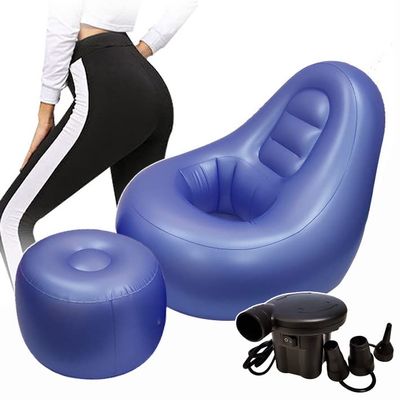 thickvalley BBL Inflatable Chair Sofa After Surgery for Butt, with Air Pump & Ottoman, BBL Post Surgery Supplies for Brazilian Butt Lift After Surgery Sitting/Sleeping/Relaxation,Blue