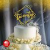 Twenty Cake Topper Gold Glitter, Modern Design 20 Birthday, Days, Months, Anniversary Party Decoration Ideas, Premium Quality, Sturdy Doubled Sided Glitter, Acrylic Stick. Made in USA view 4