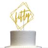 Fifty Cake Topper Gold Glitter, Modern Design 50 Birthday, Days, Months, Anniversary Party Decoration Ideas, Premium Quality, Sturdy Doubled Sided Glitter, Acrylic Stick. Made in USA view 1