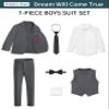 Almighty Magic Boy's Formal Suits 5 Pieces Slim Fit Suit Set Dresswear Ring Bearer Outfit Dark Gray view 3