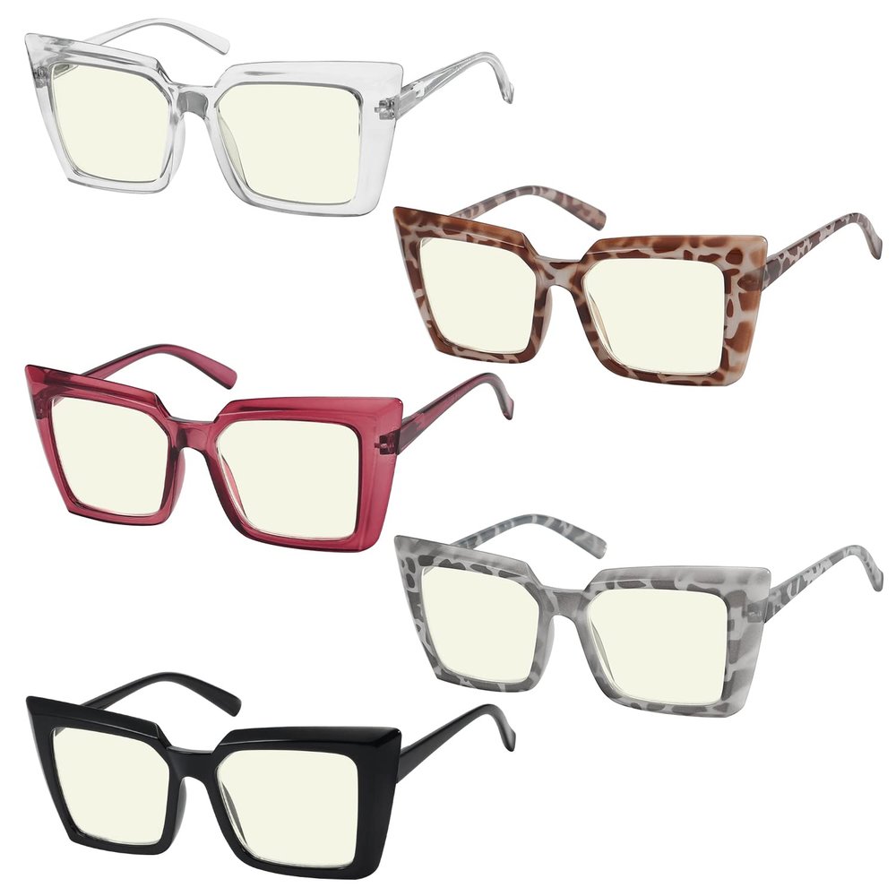 Eyekepper 5-pack Oversized Reading Glasses Blue Light Blocking Women Computer Readers +3.5