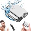 Waterproof Portable Mini USB Rechargeable Cordless Electric Rotary Men's Shaver,Pocket Size Washable Electric Razor,Double-Headed Shaver,Waterproof and Silent,Shaving Trimmer,Present for Men (Silver) view 1