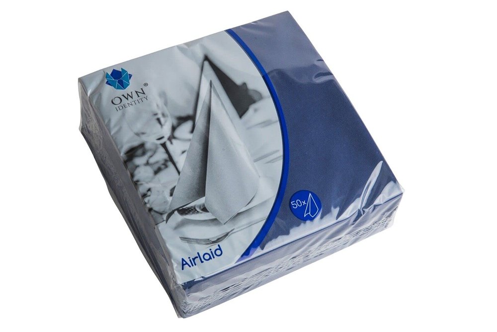 We Can Source It Ltd Navy Blue Airlaid Paper Napkins 40cm 4 Fold with Soft Linen Feel Luxury Table Napkins for Dining, Weddings and Events Strong and Absorbent Design - 200 Napkin (4 Packs)