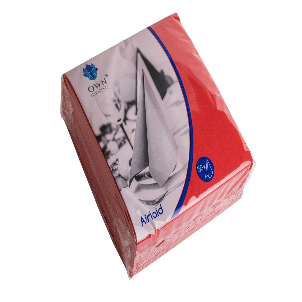 We Can Source It Ltd Bright Red Paper Napkins 40cm 8 Fold with Soft Linen Feel Luxury Table Napkins for Dining, Weddings and Events Strong and Absorbent Design - 500 Napkin (10 Packs)