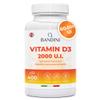Bandini Vitamin D 60,000 IU/Month 400 Tablets (+1 Year), Immune Defence, Bone, Teeth and Muscle Health, Calcium Metabolism, 50 mcg Cholecalciferol, Pure Vitamins D3, VIT D 3 High Dosage view 1