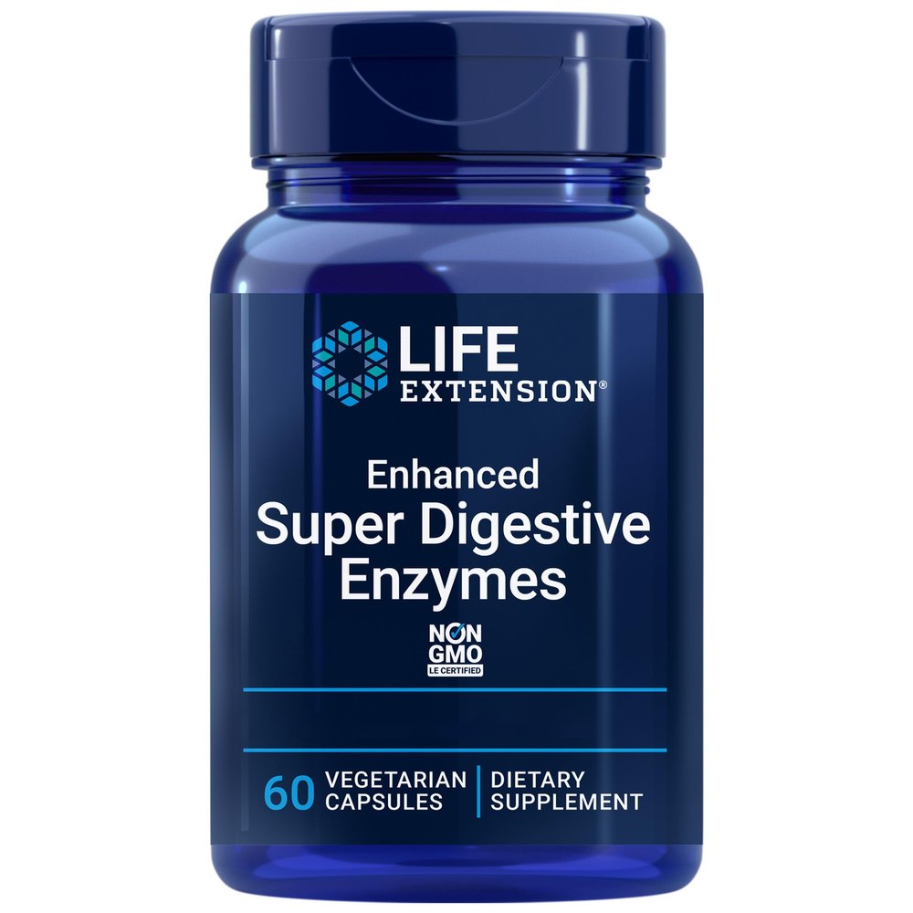 Life Extension, Enhanced Super Digestive Enzymes, High Dose, 60 Vegetarian Capsules, Non GMO