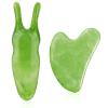 2Pcs Gua Sha Facial Tool, Natural Jade Gua Sha Scraping Board Gua Sha Massage Tool Face Cheek Nose Massager Massage Stone for Body Muscle Relaxing, Anti-Aging and Reduce Wrinkles & Pigmentation,Green view 1