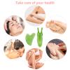 2Pcs Gua Sha Facial Tool, Natural Jade Gua Sha Scraping Board Gua Sha Massage Tool Face Cheek Nose Massager Massage Stone for Body Muscle Relaxing, Anti-Aging and Reduce Wrinkles & Pigmentation,Green view 3