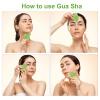 2Pcs Gua Sha Facial Tool, Natural Jade Gua Sha Scraping Board Gua Sha Massage Tool Face Cheek Nose Massager Massage Stone for Body Muscle Relaxing, Anti-Aging and Reduce Wrinkles & Pigmentation,Green view 4