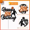 Happy Birthday 8th Cake Topper Sign Basketball Player Scene Themed for Boy Girls Birthday Party Supplies - Black Glitter Boy's Eight Years Old Party Basketball Stars Sports Party Decorations view 4