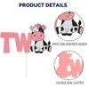 Cow Two Happy Birthday Cake Topper for 2nd Girls Boys Birthday Party - Second Birthday Cow Farm Animal Theme Baby Shower DecorationsPink & Black Glitter view 4
