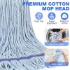 SOBONNE Industrial String Mop for Floor Cleaning - Heavy Duty Commercial Mop with 59in Stainless Steel Handle, Blue Cotton Microfiber Head for Home, Office, Workshop, Warehouse view 3