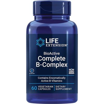 Life Extension, BioActive Complete B-Complex, 60 Vegan Capsules, Laboratory-Tested, Vegetarian, Gluten-Free, SOYA-Free, Non-GMO