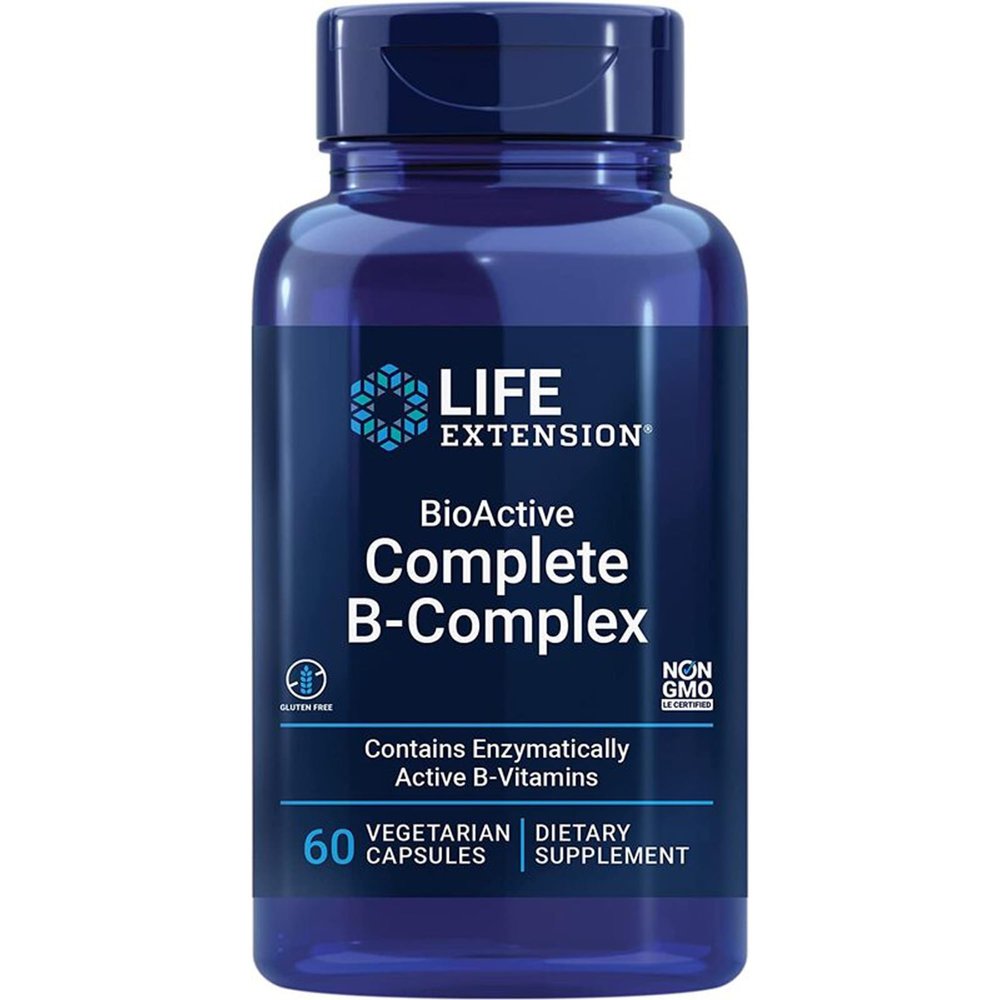 Life Extension, BioActive Complete B-Complex, 60 Vegan Capsules, Laboratory-Tested, Vegetarian, Gluten-Free, SOYA-Free, Non-GMO