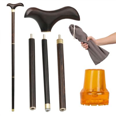 AMOCHO Wooden Foldable Walking CanePortable Hand Walking Stick Wood Cane for Seniors87cm/34.2in Height1 Inch Diameter, Comfortable T Handles,for Fathers Mothers (Size : 87cm/34.2in)