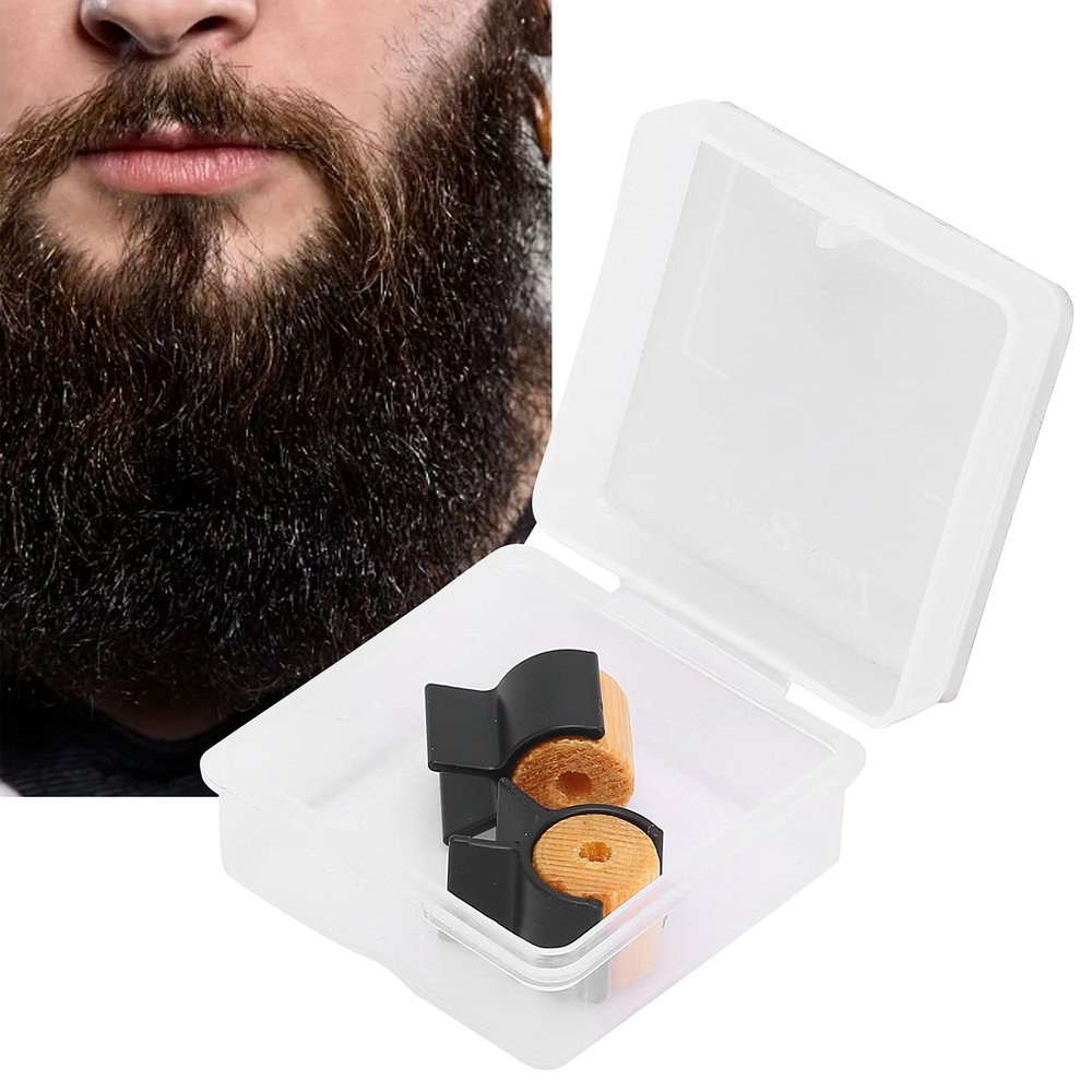 Mustache Training Wheel, 1 Pair Wood Silica Gel Handlebar Mustache Training Mustache Shaping Wheel Beards Template Shaping Tools Mustache Styling Father Boy Husband Boyfriend